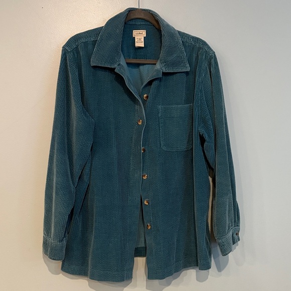 LLBean Teal Corduroy Shacket - Picture 1 of 2